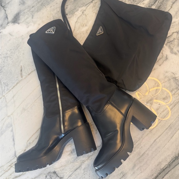 Prada Black Women's Knee-High Boots - Picture 2 of 9